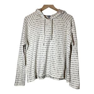 Aerie Striped Hoodie Cream Navy Blue Medium